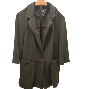 Bloom Chic Green Textured Stretchy Minimalist Women's Blazer Size 14/16 Career